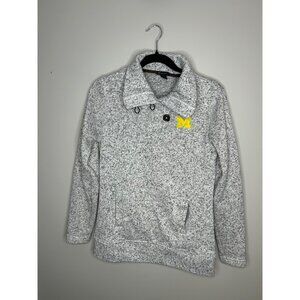 Champion elite Women's Henley Sweater Pullover Heather Grey Michigan NCAA Sz Sm